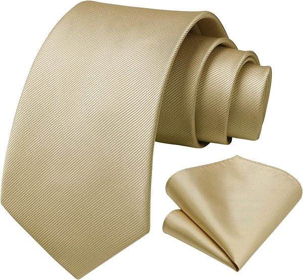 Solid Tie Handkerchief Set - M-CHAMPAGNE BEIGE