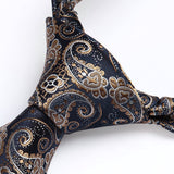 Paisley Floral Tie Handkerchief Set - GOLD/NAVY BLUE
