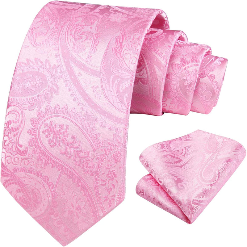 Solid Paisley Tie Handkerchief - PINK