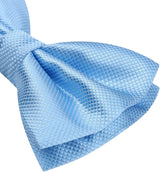 Solid Pre-Tied Bow Tie & Pocket Square - B-BLUE 3