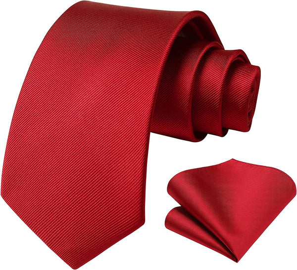 Solid Tie Handkerchief Set - J-RED