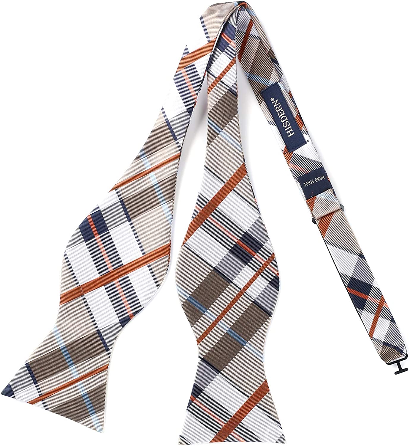 Plaid Suspender Bow Tie Handkerchief Khaki White