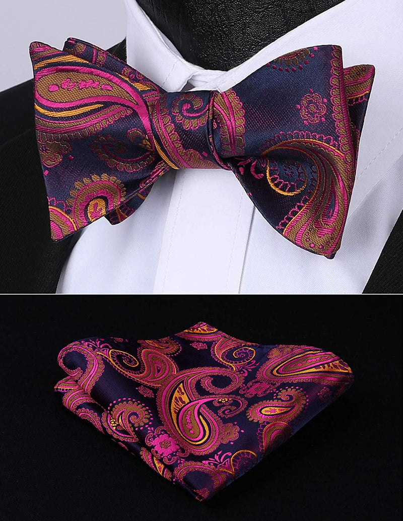 Floral Paisley Suspender Bow Tie Handkerchief 9 Red Pink Navy Blue
