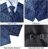 Paisley 3pc Suit Vest Set - 8-BLUE & BLACK