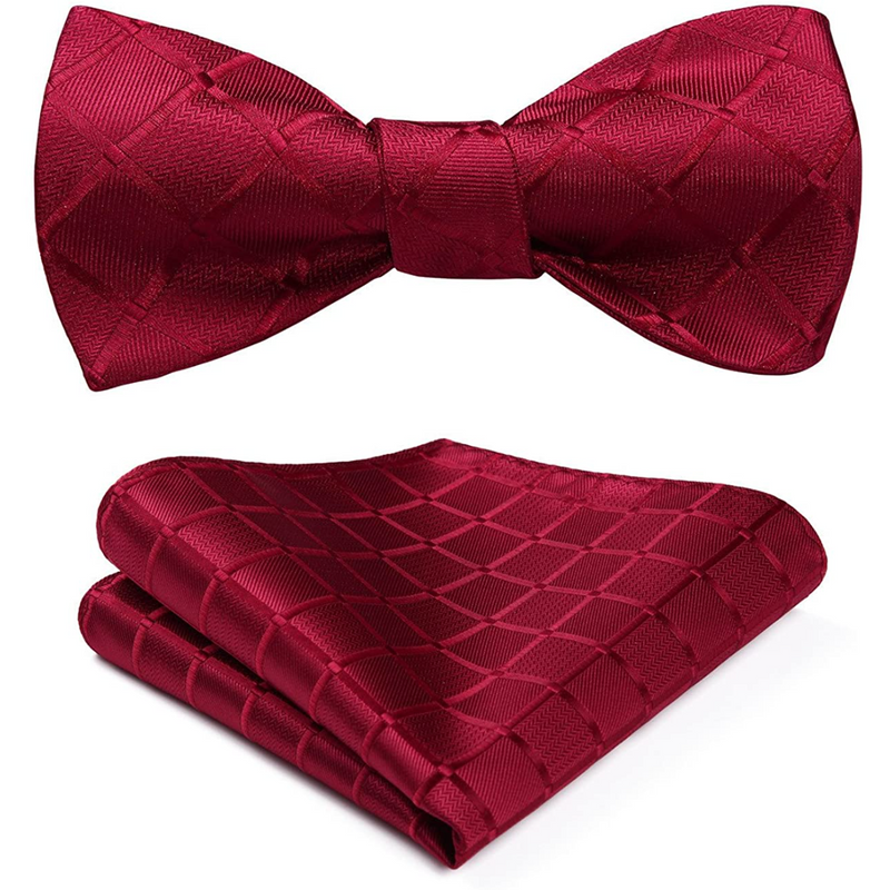 Plaid Bow Tie & Pocket Square - C-RED