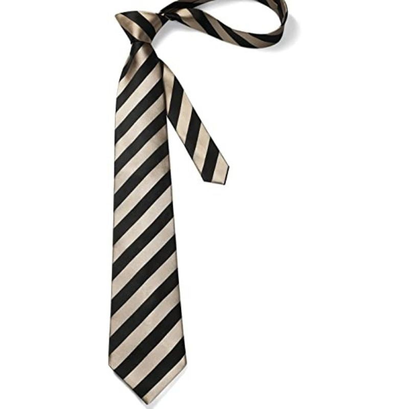 Stripe Tie Handkerchief Set - 08-BROWN