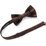 Solid Pre-Tied Bow Tie & Pocket Square - A-BROWN