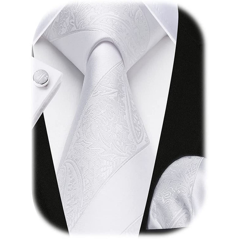 Stripe Tie Handkerchief Cufflinks - 03 STRIPE WHITE