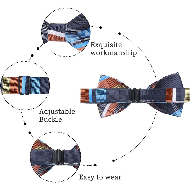 Plaid Pre-Tied Bow Tie for Boy - NAVY BLUE/ORANGE/WHITE