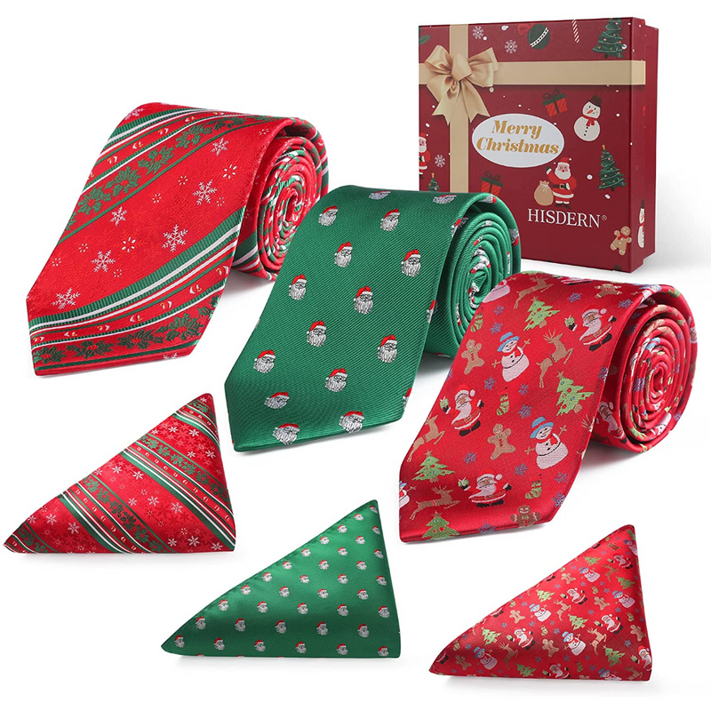 Christmas 3PCS Tie & Pocket Square Set - T5-S1