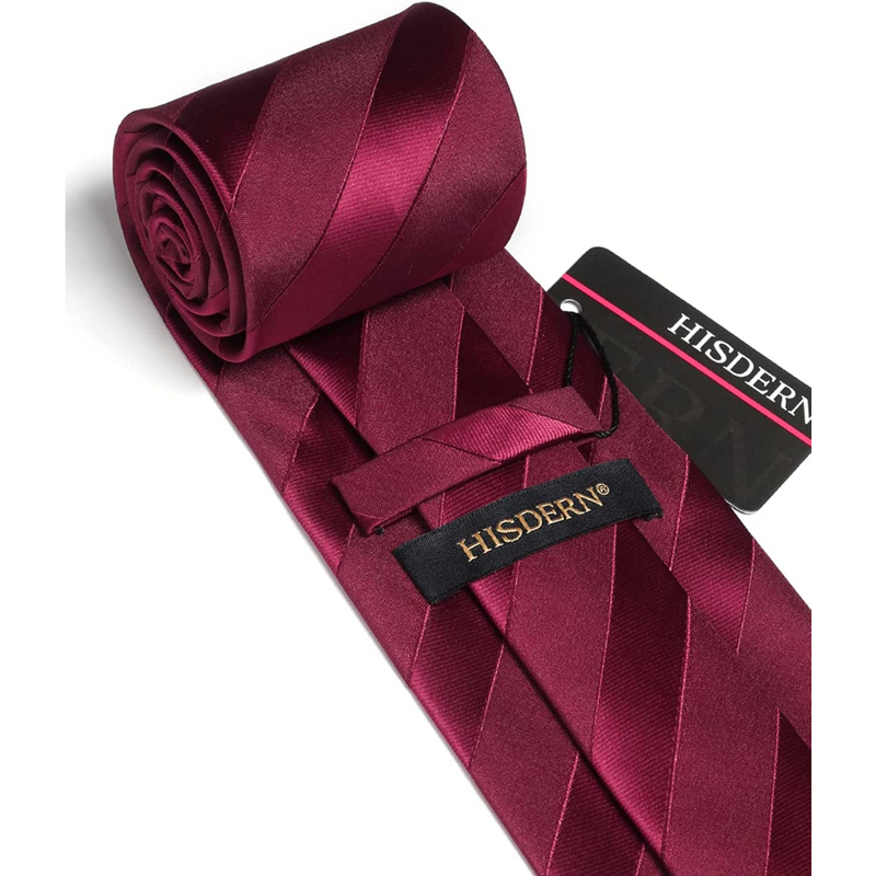 Stripe Tie Handkerchief Set - 05-RED