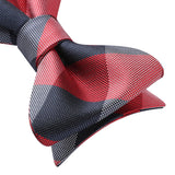 Plaid Bow Tie & Pocket Square Sets - E-NAVY BLUE/RED