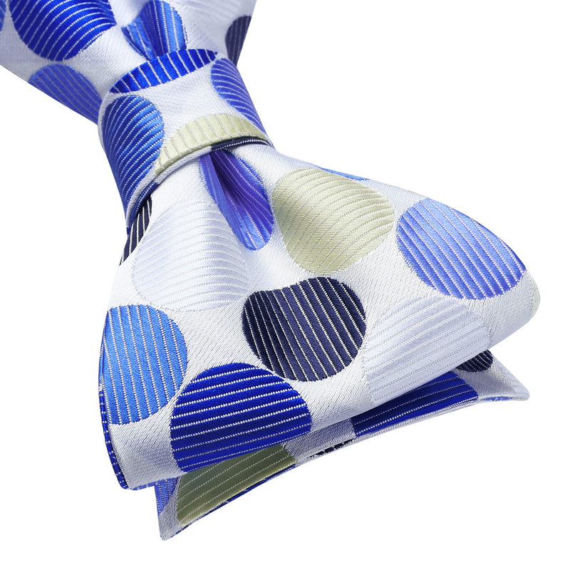 Polka Dots Bow Tie & Pocket Square Sets - E-BLUE/BEIGE
