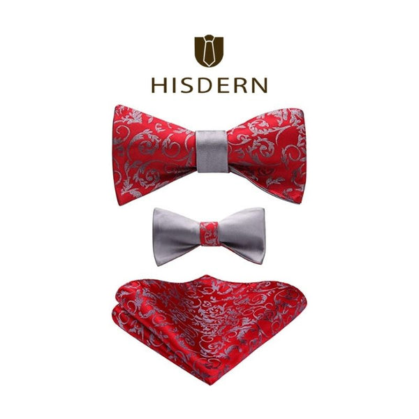 Floral Bow Tie & Pocket Square - E-RED 1