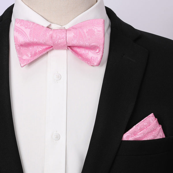 Floral Paisley Bow Tie & Pocket Square - 2-PINK