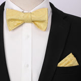 Floral Paisley Bow Tie & Pocket Square - 1-YELLOW