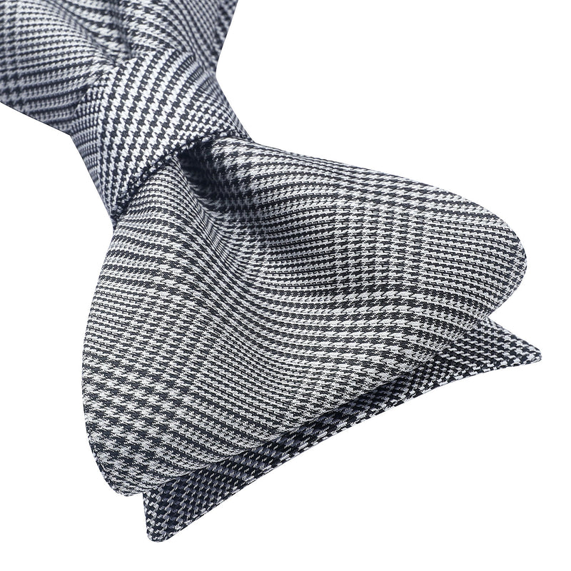 Plaid Bow Tie & Pocket Square - D-BLACK/WHITE-2