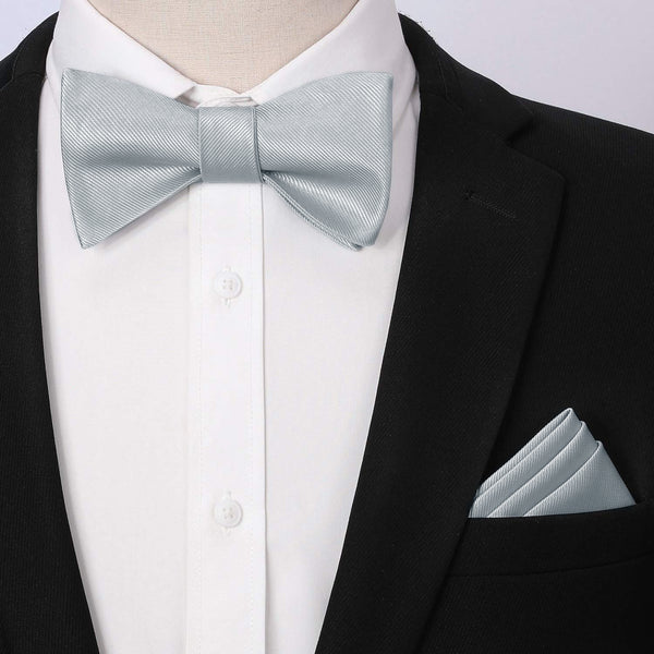 Solid Bow Tie & Pocket Square - N1-WHITE