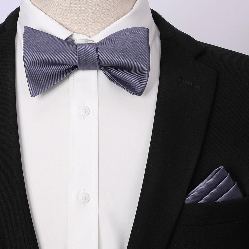 Solid Bow Tie & Pocket Square - G1-GREY