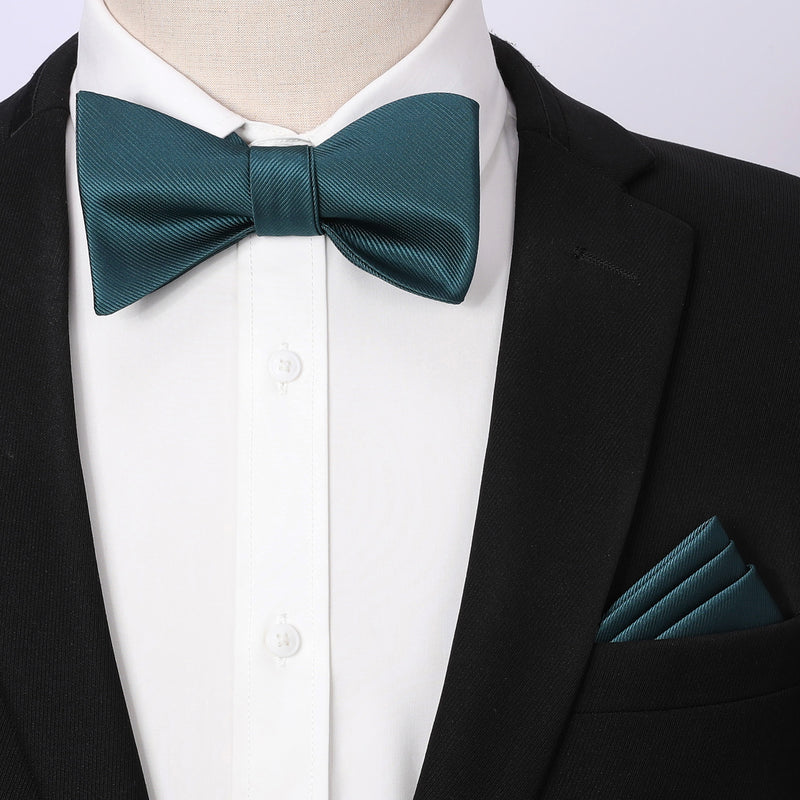 Solid Bow Tie & Pocket Square - A7-GREEN