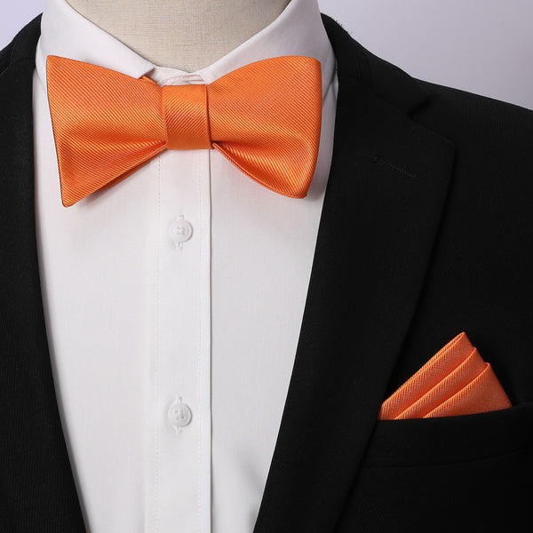 Solid Bow Tie & Pocket Square - L3-YELLOW