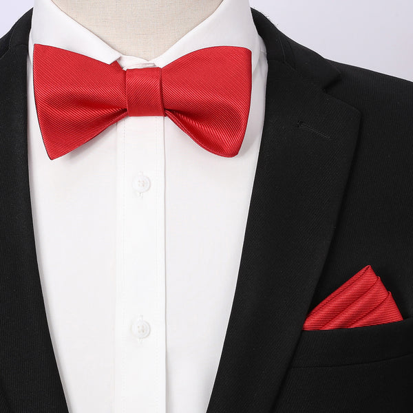 Solid Bow Tie & Pocket Square - J1-RED