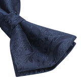 Paisley Pre-Tied Bow Tie & Pocket Square - A01 - NAVY BLUE