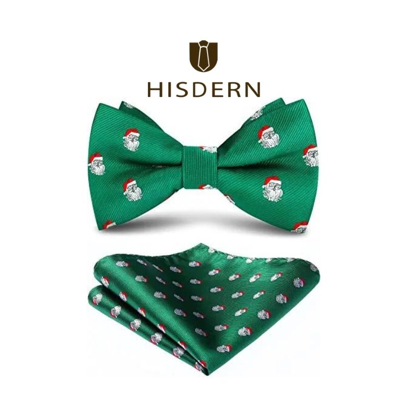 Christmas Bow Tie Pocket Square 07 Blue White Red 1