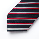 Stripe Tie Handkerchief Set - NAVY BLUE/RED