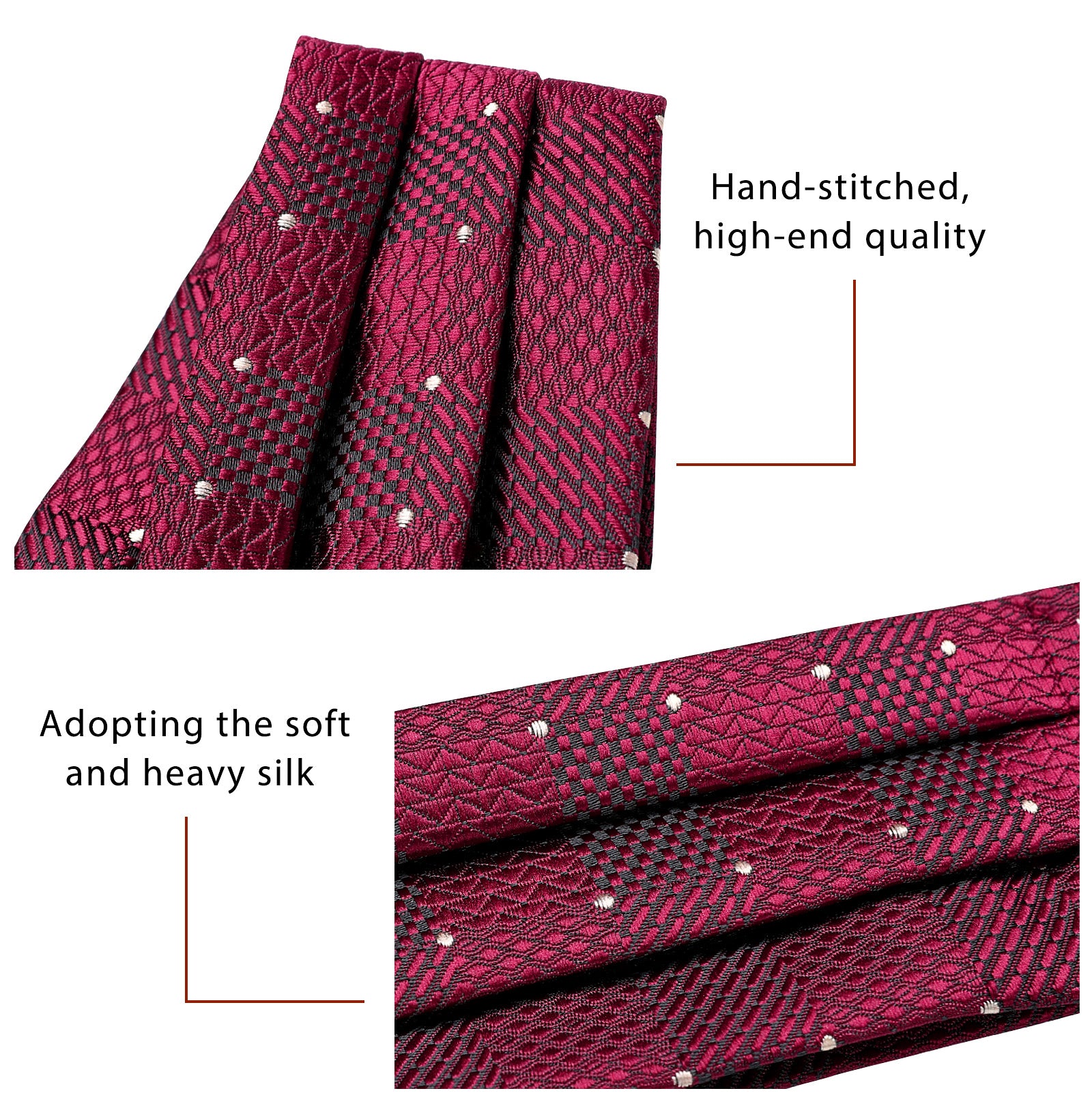 Polka Dot Ascot Cravat Scarf - BURGUNDY