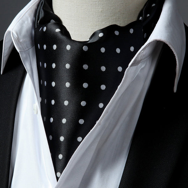 Dot Ascot Cravat Scarf - BLACK/WHITE