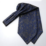 Floral Paisley Ascot Cravat Scarf - A-01 NAVY BLUE
