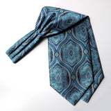 Floral Paisley Ascot Cravat Scarf - BLUE/BEIGE