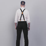 X Shaped Adjustable Suspender With 4 Clips A Black