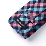Plaid Tie Handkerchief Set - PINK/BLUE