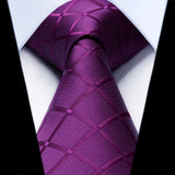 Plaid Tie Handkerchief Set - PURPLE