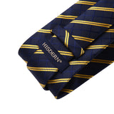 Stripe Tie Handkerchief Set - NAVY BLUE/YELLOW