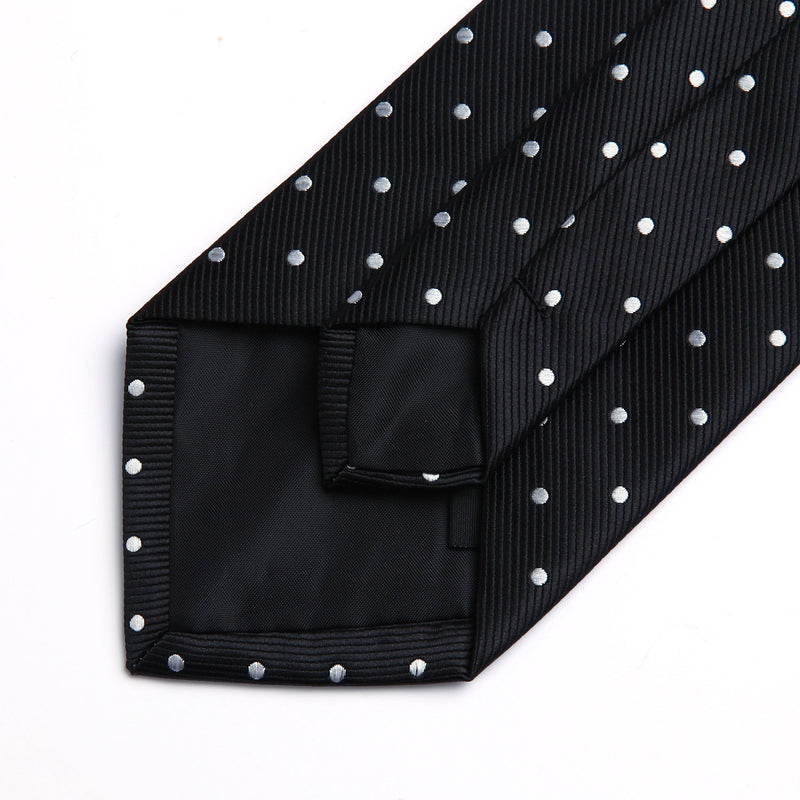 Polka Dot Tie Handkerchief Set - B-BLACK/WHITE 2