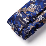 Floral 3.4 Tie Handkerchief Set - 06-NAVY BLUE/BROWN/WHITE