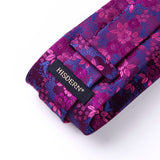 Floral Tie Handkerchief Set - 04-HOT PINK/BLUE