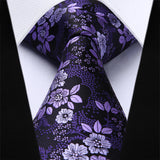 Floral Tie Handkerchief Set - 03-PURPLE