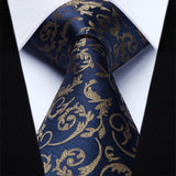 Paisley Floral Tie Handkerchief Set - A NAVY BLUE/BROWN