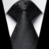 Solid Paisley Tie Handkerchief Set - BLACK 4