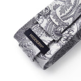 Paisley Floral Tie Handkerchief Set - GRAY/WHITE