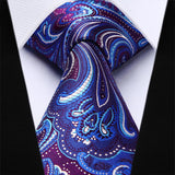 Paisley Floral Tie Handkerchief Set - PURPLE/BLUE