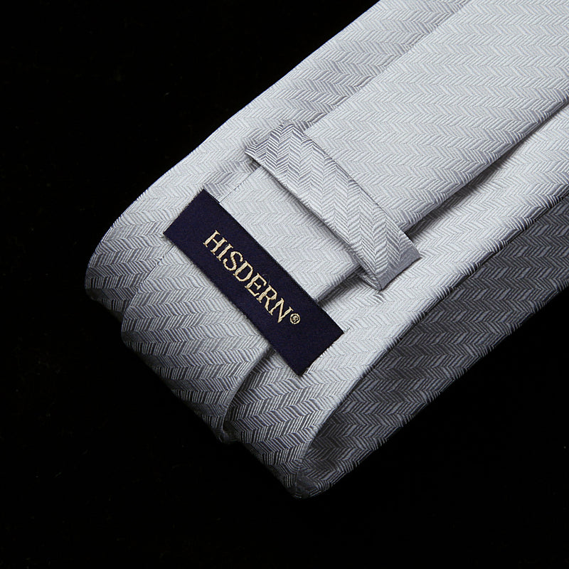 Houndstooth Tie Handkerchief Set - GRAY/WHITE