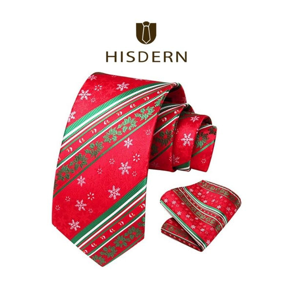 Christmas Tie Handkerchief Set 02 Red Green White