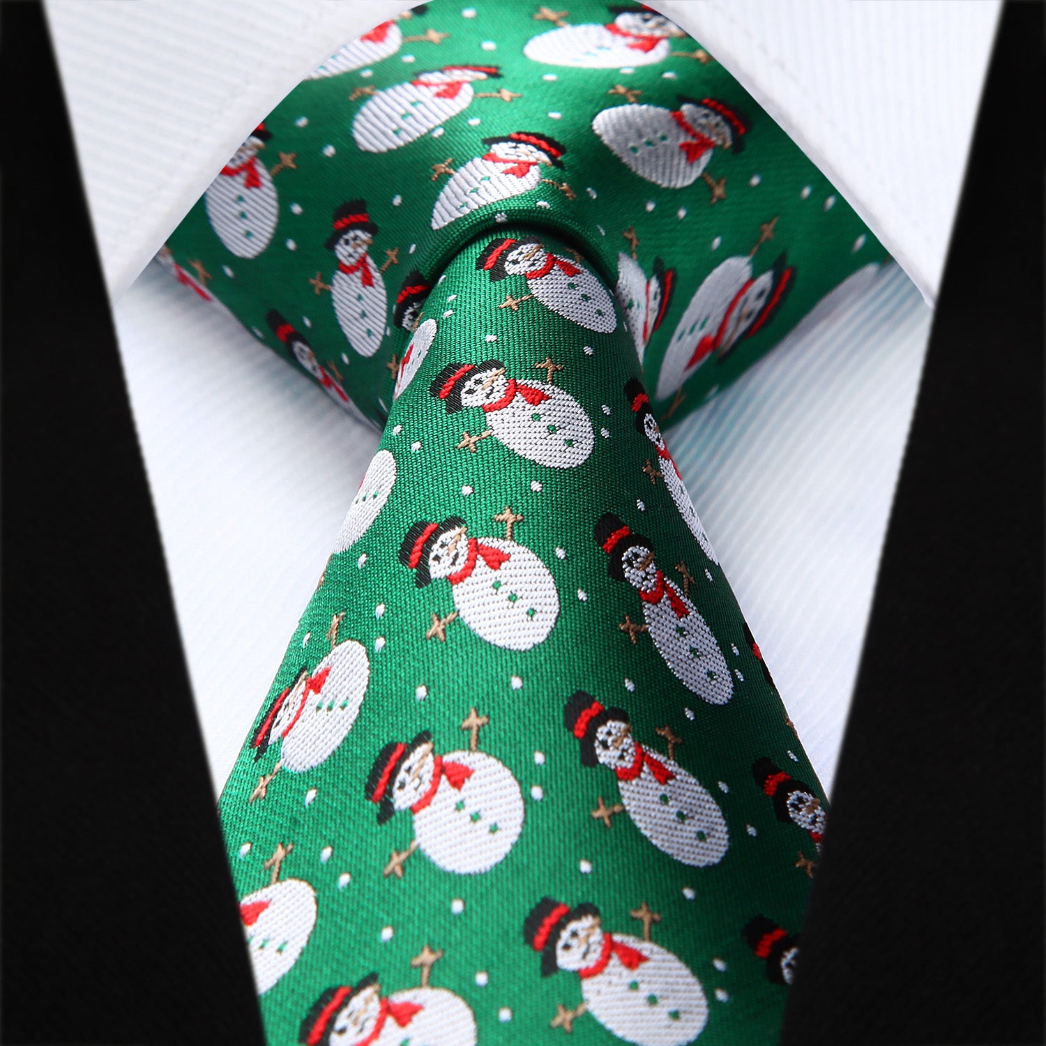 Christmas Tie Handkerchief Set - 02-GREEN/WHITE/RED 2