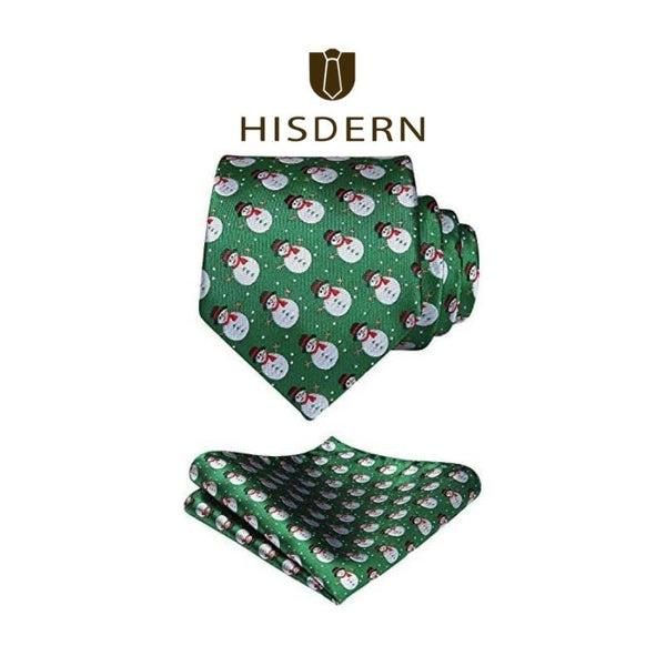 Christmas Tie Handkerchief Set - 02-GREEN/WHITE/RED 2