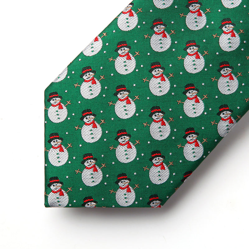 Christmas Tie Handkerchief Set - 02-GREEN/WHITE/RED 2